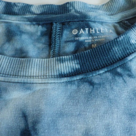 Athleta Tie-Dyed Cotton Crewneck Sweatshirt/ Blue & White/ Size MED - Picture 2 of 8